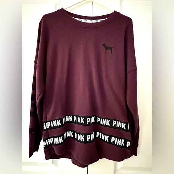 PINK Burgundy Sweater with Brand Name XS - Picture 1 of 5